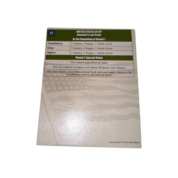 Hasbro Axis and Allies North Africa Board Game Country Cards Repalcement Parts - Picture 10 of 10